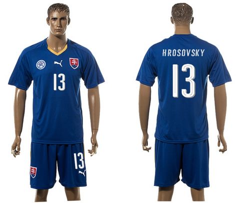 Slovakia #13 Hrosovsky Blue Away Soccer Country Jersey